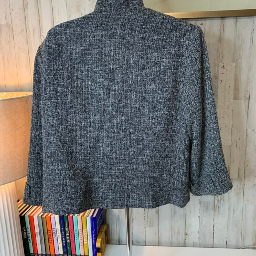 dressbarn Blazer Jacket Womens XL Black & White Tweed 3/4 - Picture 4 of 7